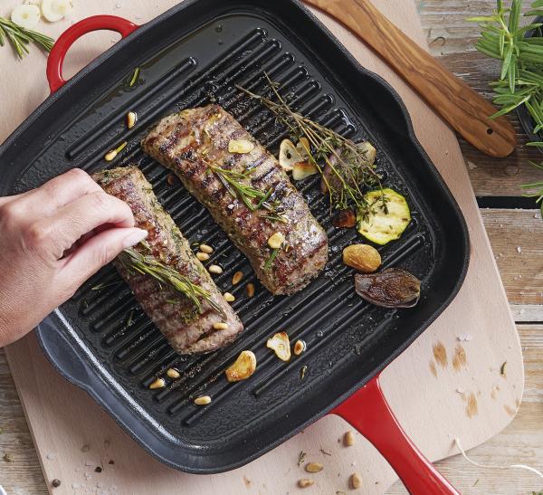 Provence - Guss - Grillpfanne hoch quadratisch rot